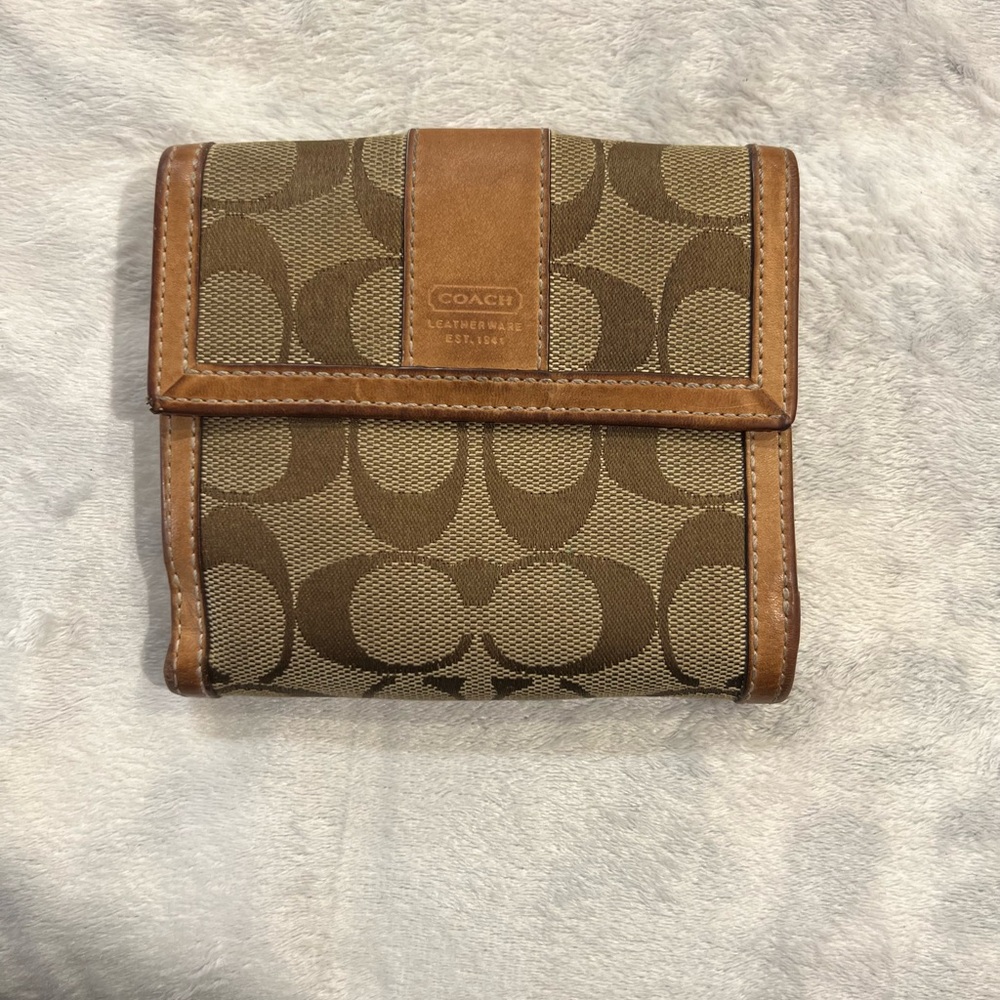 Coach Tan and Brown Signature Wallet